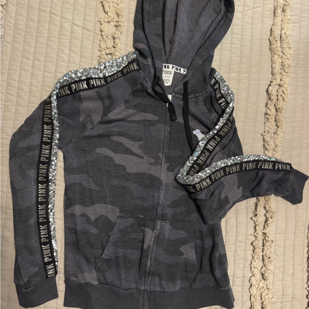 PINK Victoria's Secret Gray Camo Sweater